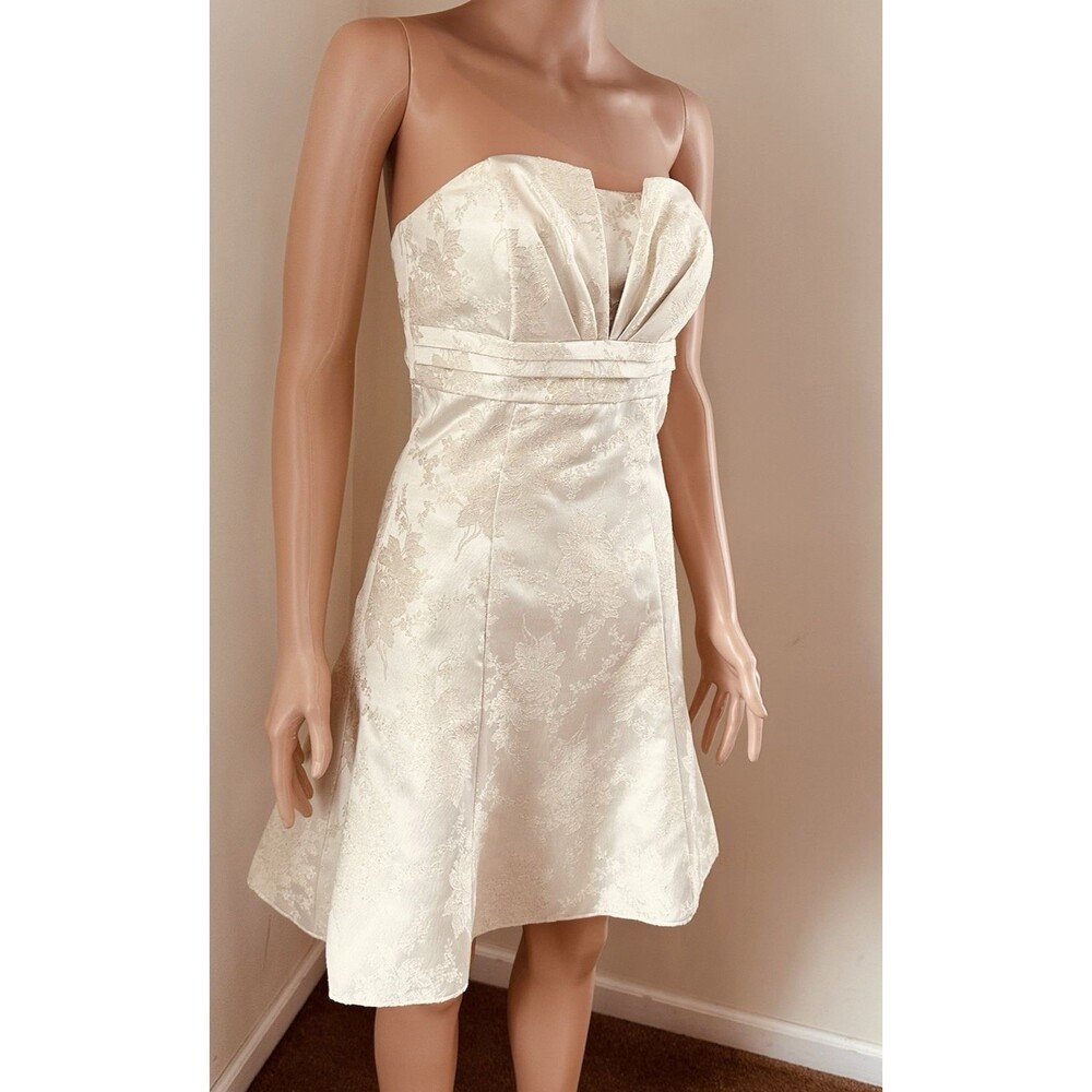 Vintage Jessica McClintock for Gunne Sax Ivory Floral Strapless Dress NWT Size 5